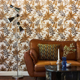 Follywood Foliage in Tobacco - Wallpaper