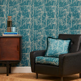 Bamboo in Cerulean - Wallpaper