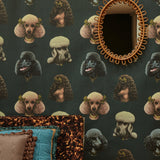 Poodle Parlour in Midnight - Wallpaper