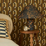 Margate Marble Linen Cone Table Lamp - Tobacco Ink