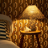 Margate Marble Linen Cone Table Lamp - Tobacco Ink