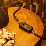 Margate Marble Linen Cone Table Lamp - Tobacco Ink