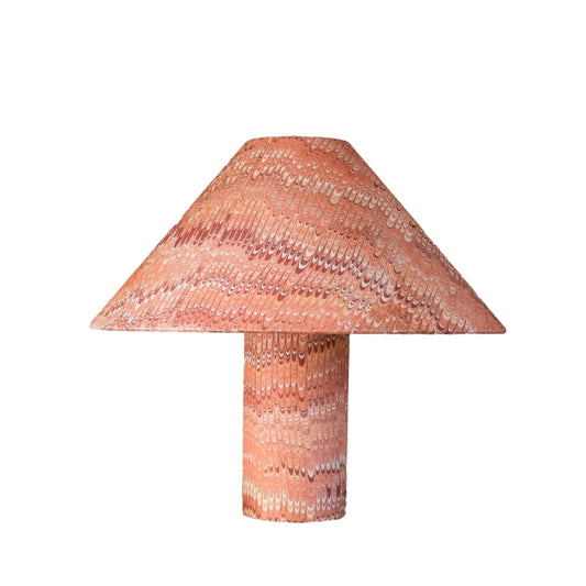 Lámpara de mesa de cono de lino y mármol Margate - Emerald Pinky