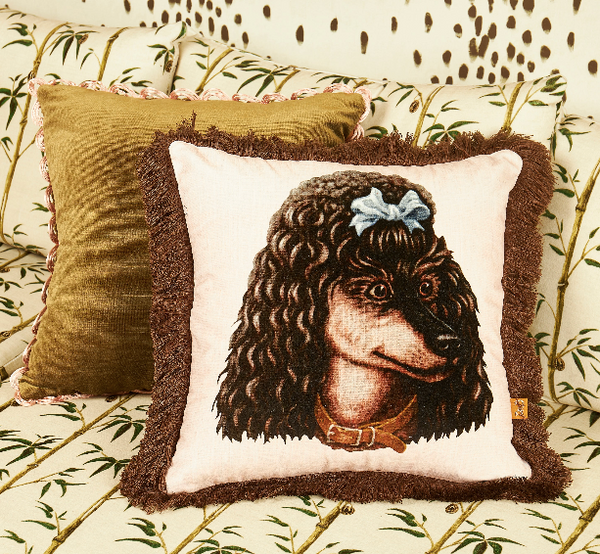 Cushion Front - Poodle Parlour Velvet  - Peachy