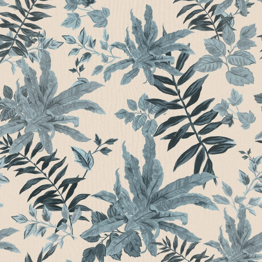 Follywood Foliage in Cream Sky - Wallpaper