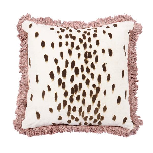 Square Velvet Cushion - Tottenham Dalmatian in Cocoa