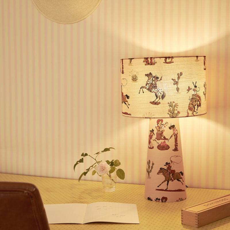 Cliftonville Cowgirls Linen Drum Table Lamp - Motel