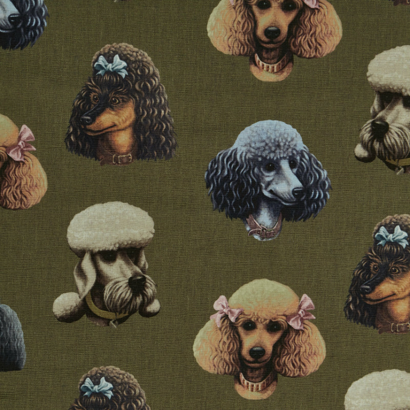 Poodle Parlour in Moss - Fabric