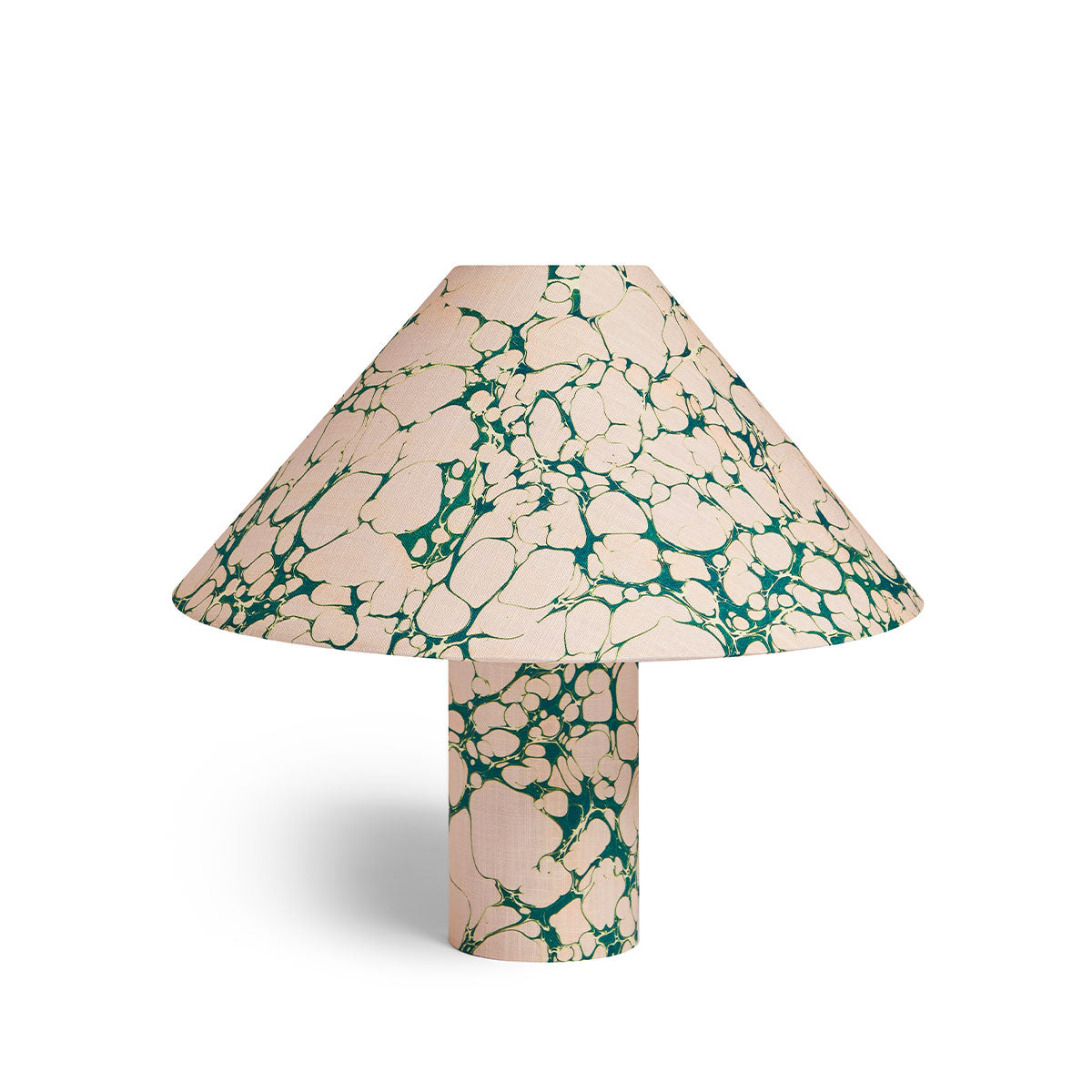 Margate Marble Linen Cone Table Lamp - Emerald Pinky – Poodle & Blonde