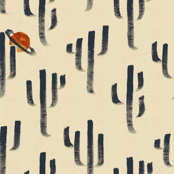Saguaro Saturn Denim - Wallpaper