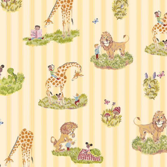 Story Time in Daisy Stripe - Wallpaper